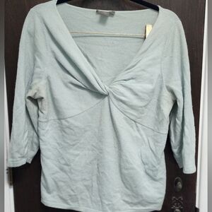 Sky Blue Babydoll Empire Cut Ann Taylor Cashmere Sweater XL